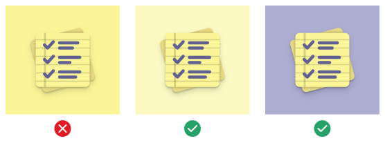 Three examples of good/bad brand colors